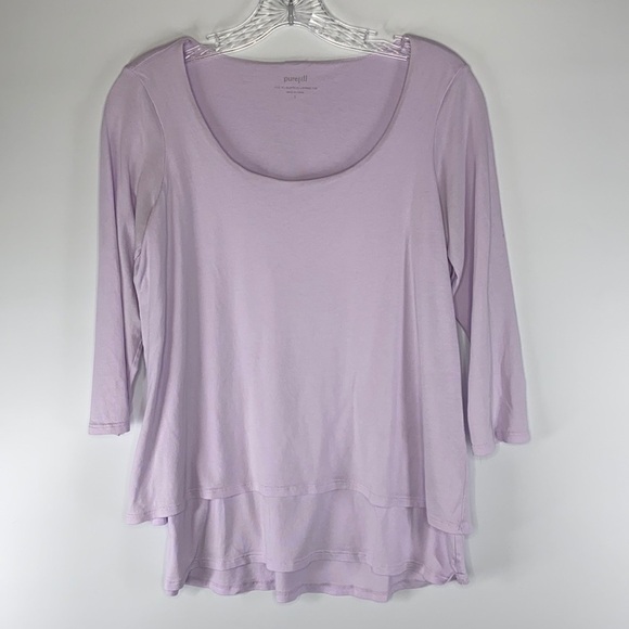 Pure Jill Elliptical Layered Lilac Purple Top 1/2 Sleeves Small - Picture 1 of 8